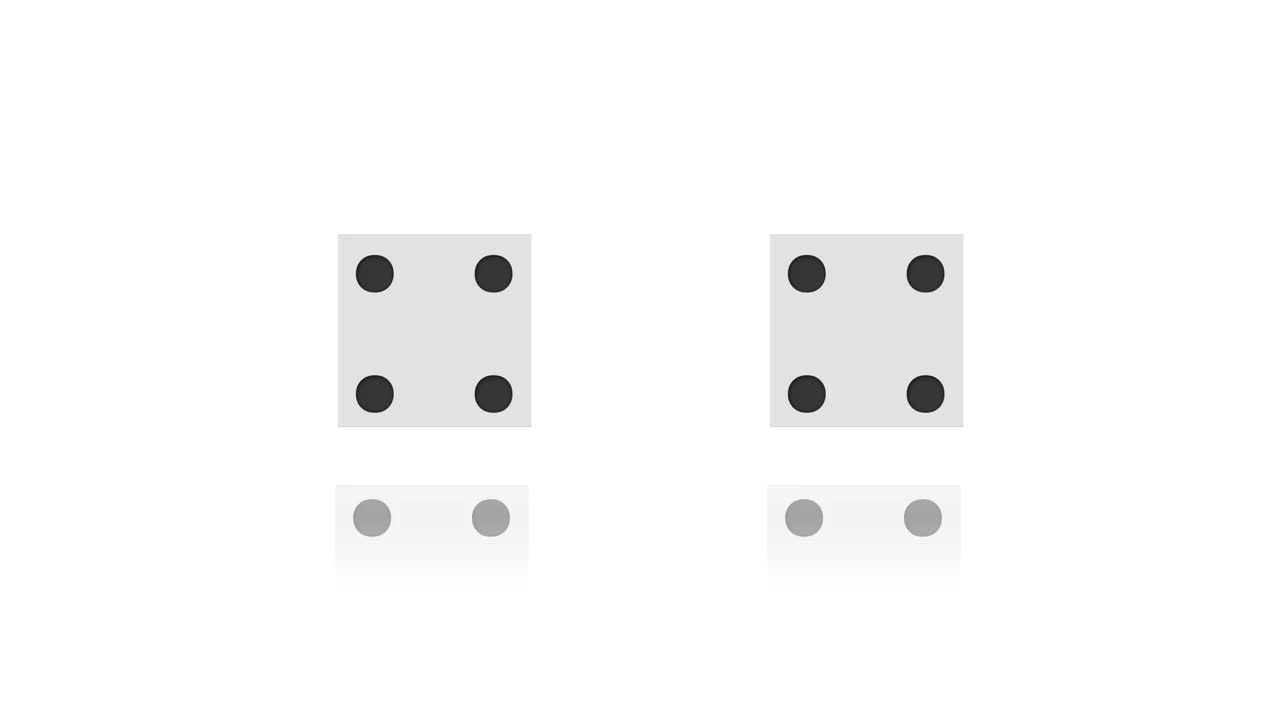 4K白色扑克骰子在白色背景上随机滚动可循环视频下载