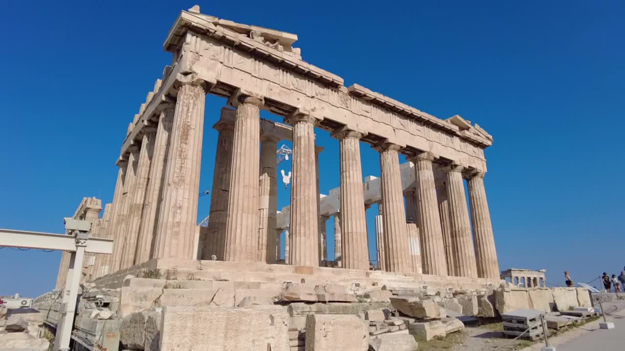 希腊雅典卫城帕台农神庙的超缩影像视频素材