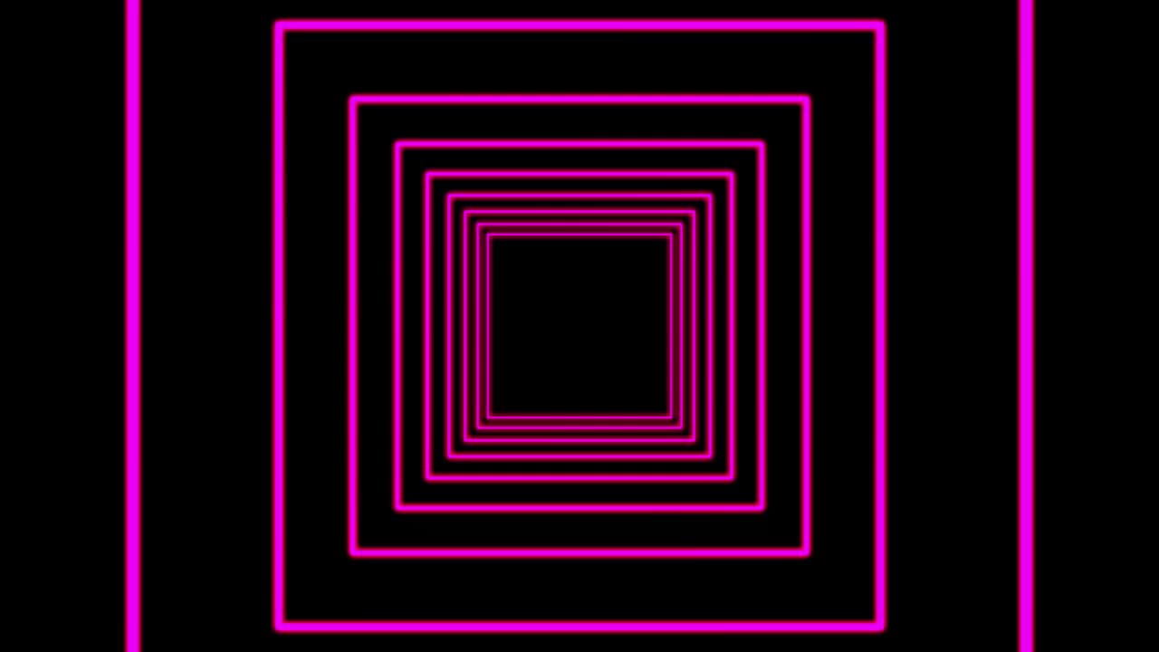 4k未来主义隧道粉色霓虹灯正方形背景与发光的线条视频素材