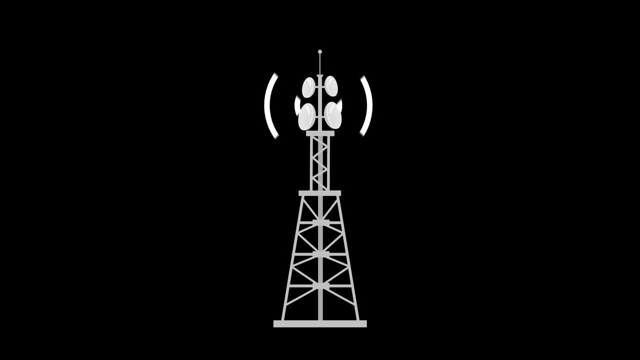 通信塔产生无线电波。无线电频率对人体有害。移动塔无线电波超过4k分辨率。视频下载
