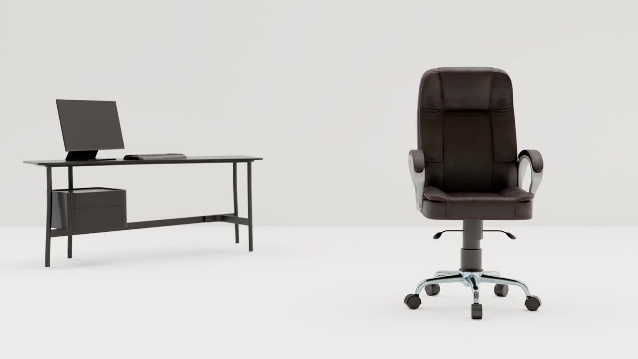 3d可视化的办公椅旁边的桌子视频下载