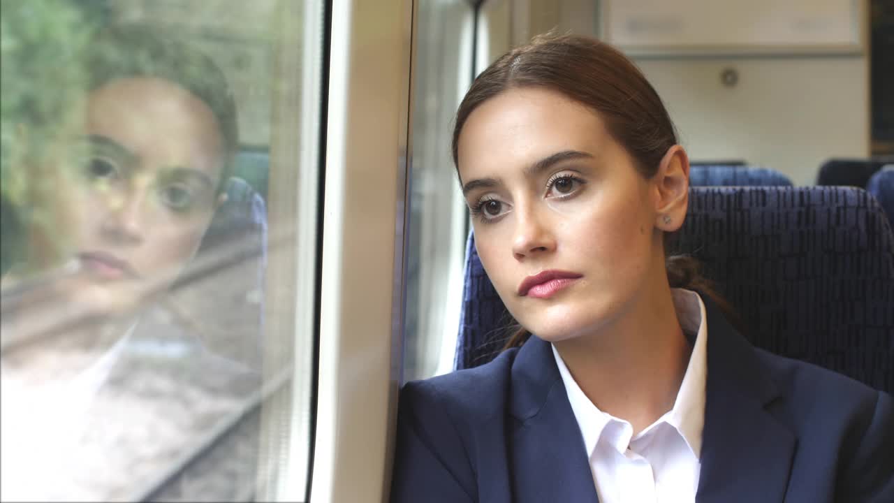 火车旅行商务女性通勤。视频下载