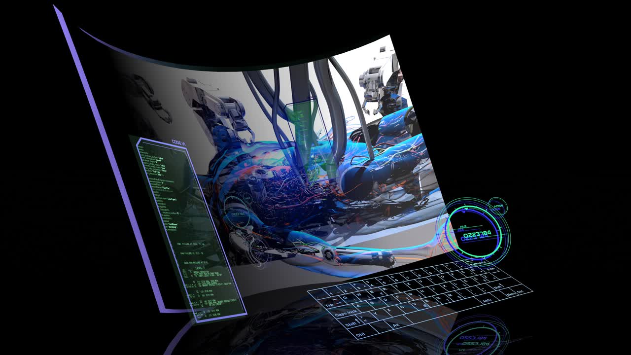 未来派电脑上的科幻电影场景视频素材