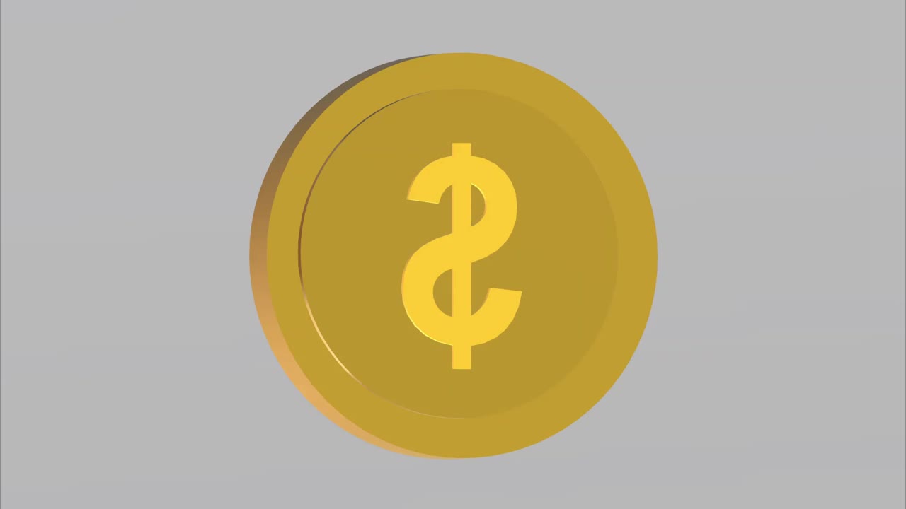 动画硬币在三维设计。适用于经济、金融和商业内容。视频下载