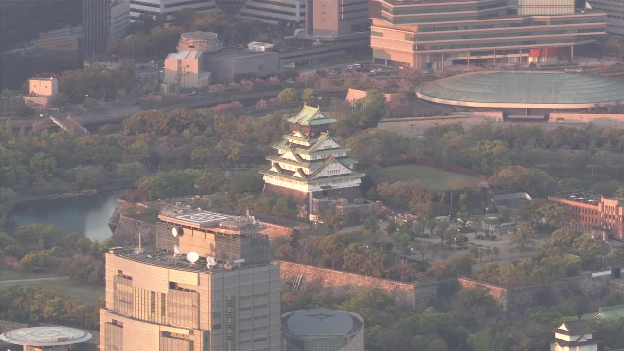 AERIAL，黄昏大阪城堡，日本视频下载