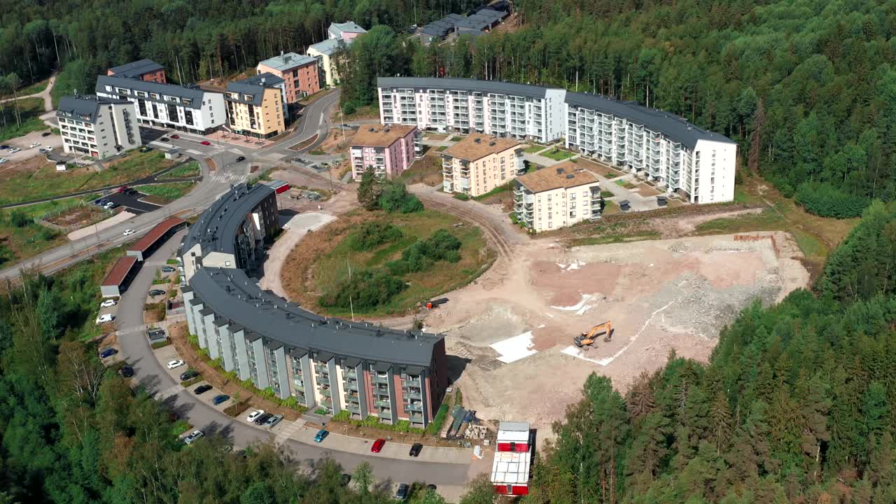 鸟瞰全新的埃斯波社区，芬兰视频素材