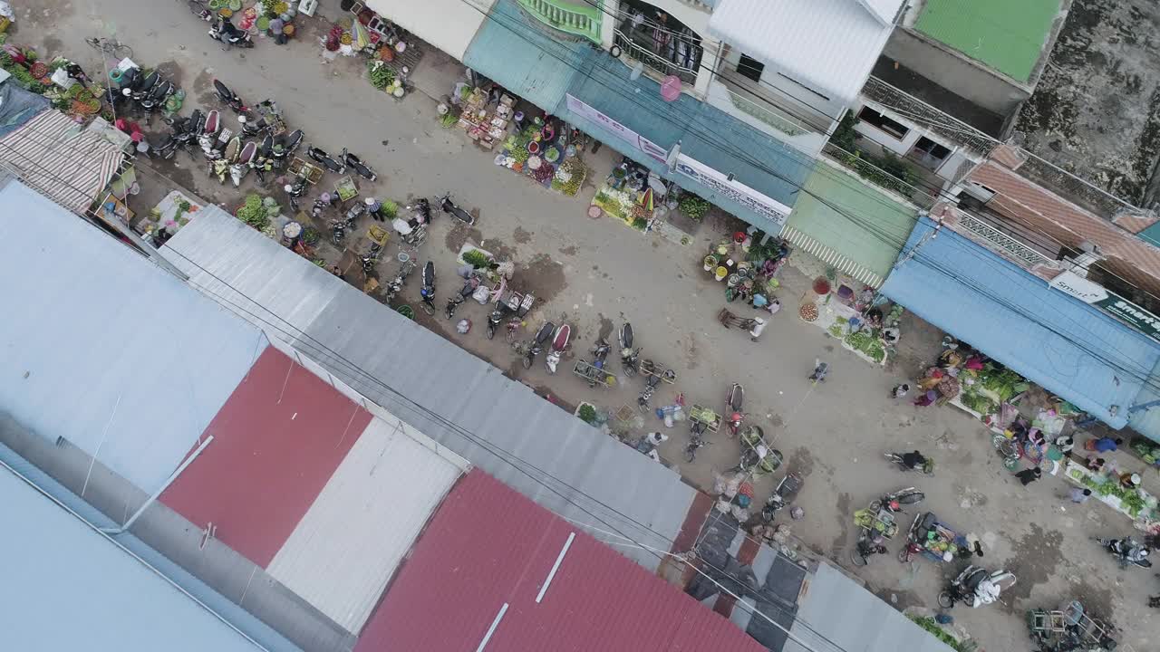 柬埔寨武夫市场鸟瞰图视频下载