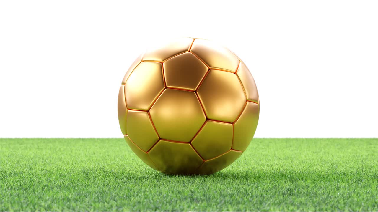 金色的足球。足球的概念。3 d循环动画视频素材