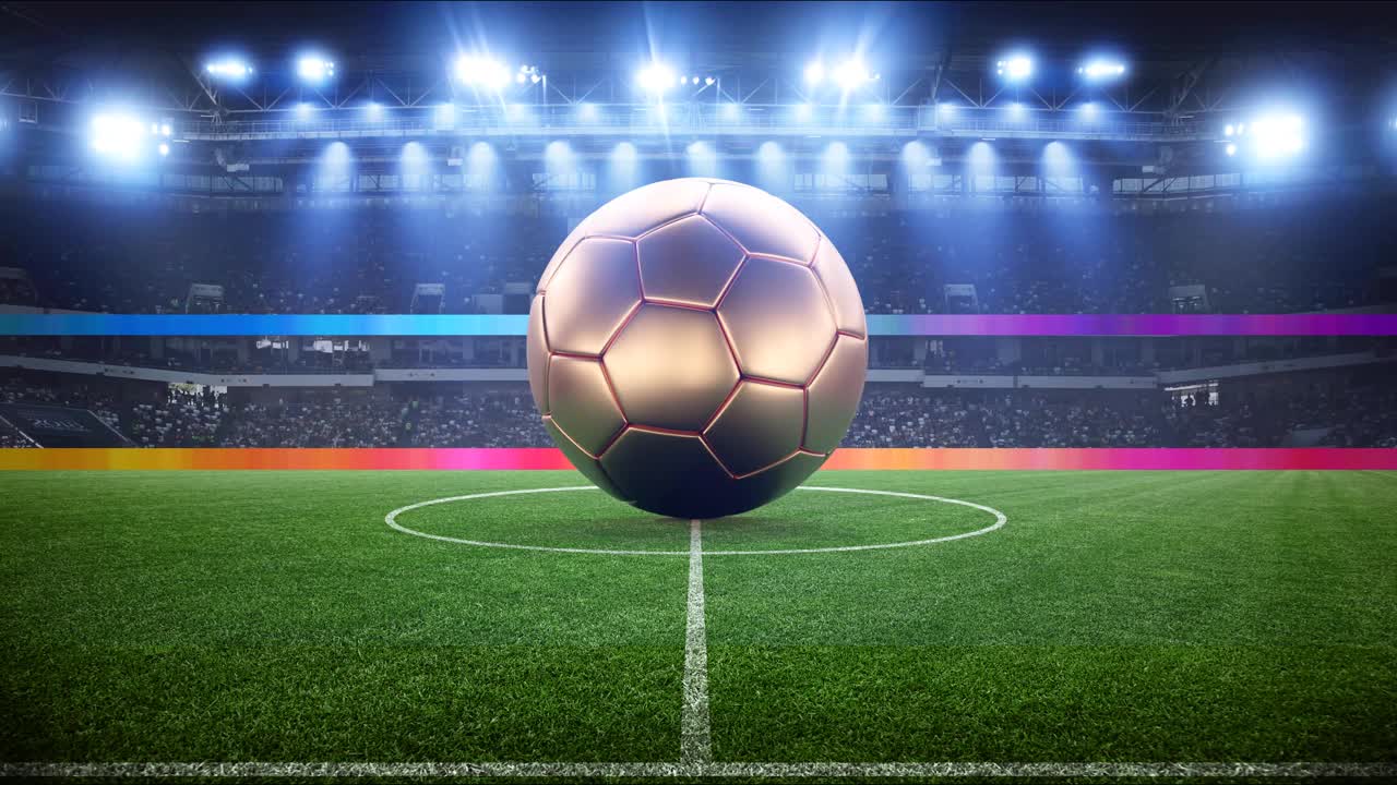 足球场。足球的概念。三维动画视频素材