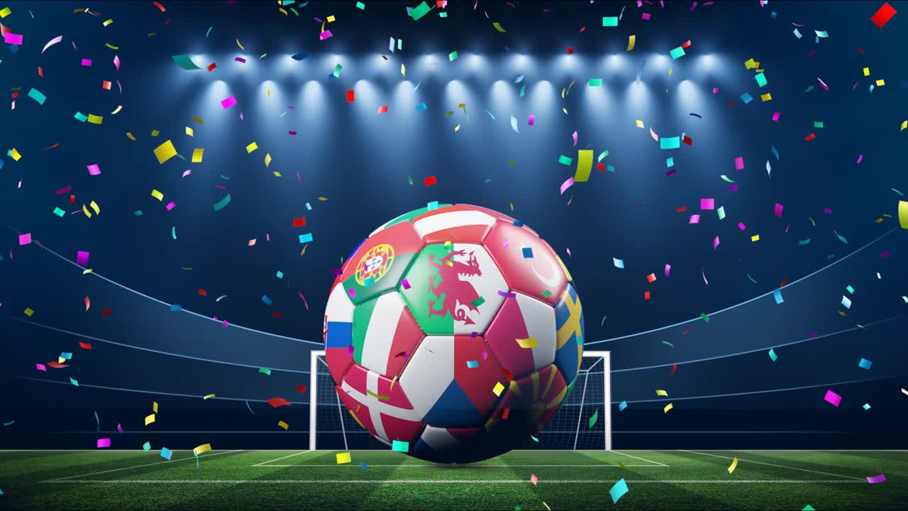 足球世界杯体育场。足球的概念。三维动画视频素材