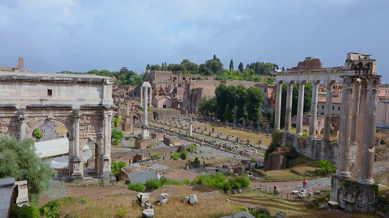 罗马广场总图。古罗马废墟:土星的模板视频素材