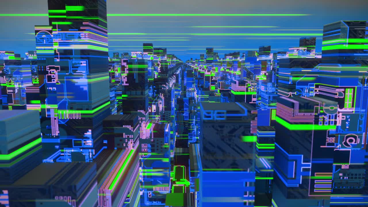 数字城市网络空间，数字数据网络云计算视频素材
