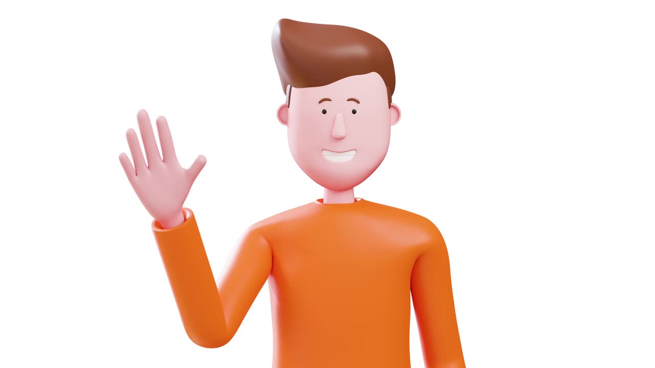 3d吉米的手显示在独立的copyspace橙色背景。视频下载