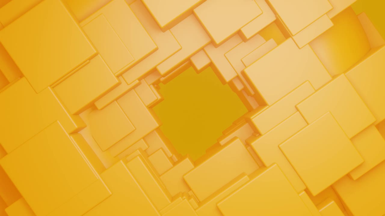 在3D渲染的背景中抽象橙色立方体。最小的运动图形的未来概念视频素材