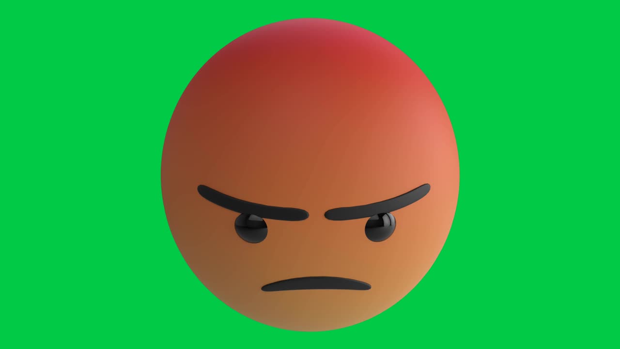数字动画的数字波浪愤怒的表情符号在绿色背景视频下载