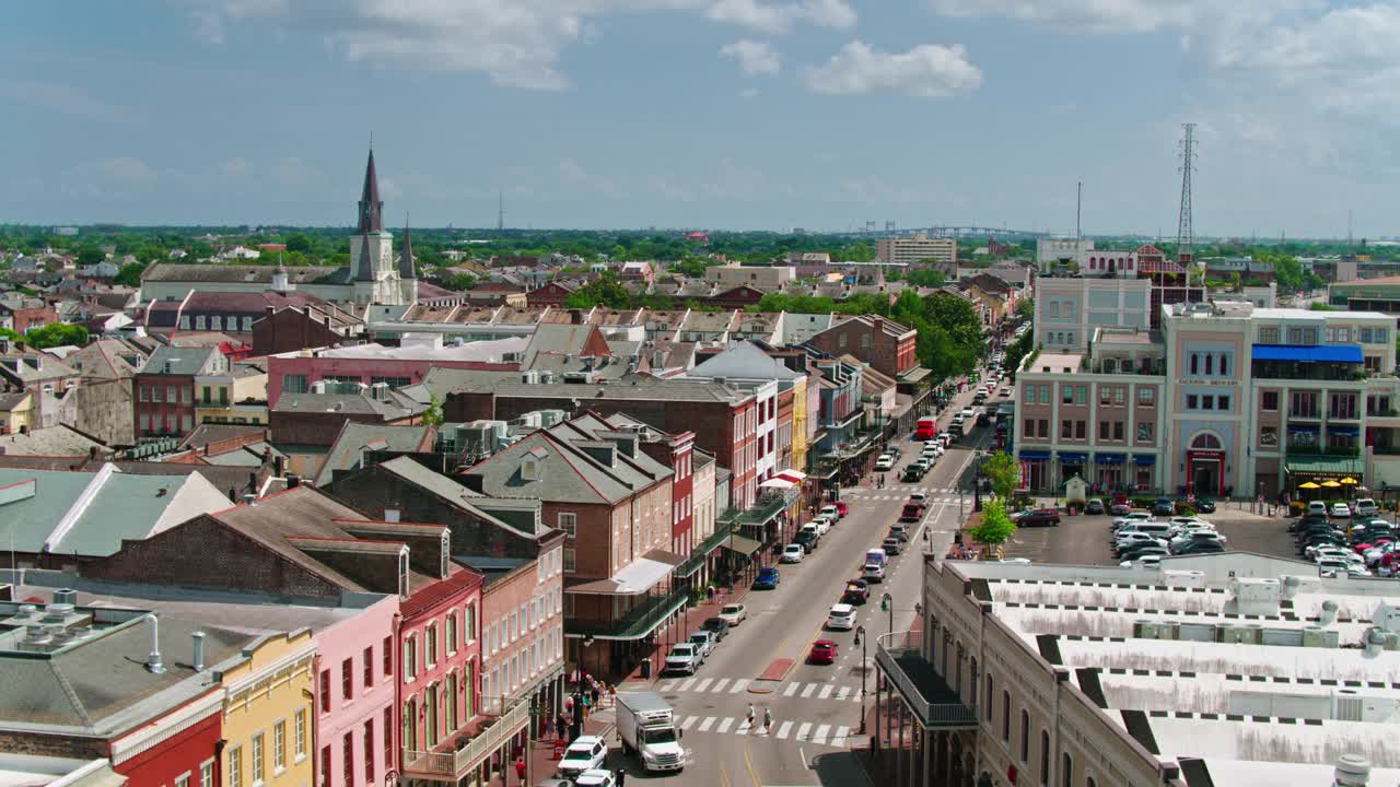 无人机拍摄的新奥尔良法国区购物街视频下载