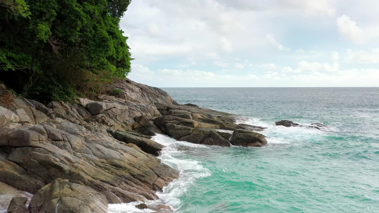 波浪,海滩,岩石,无人机视频素材