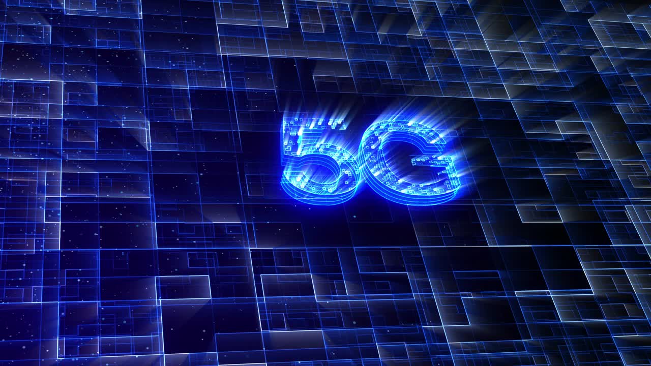 4k未来5G技术在蓝色背景视频素材