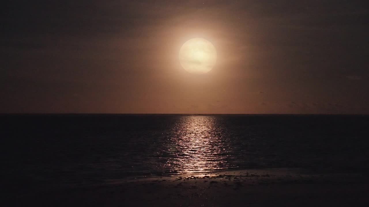满月在平静的海面上视频素材