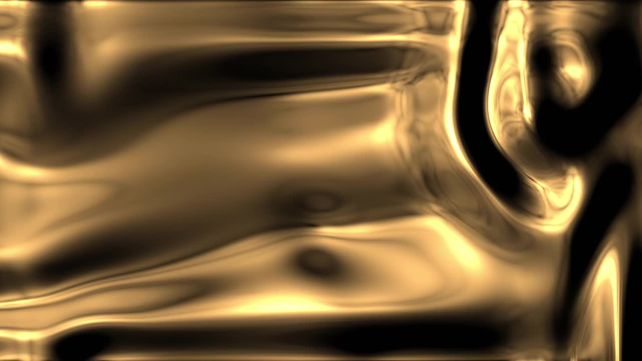 抽象的背景与波浪形闪闪发光的金色液体图案在光泽光滑的表面。视频素材