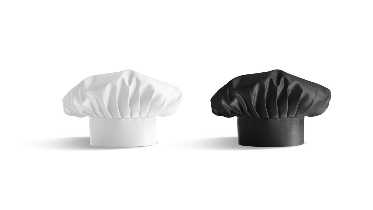 空白的黑白厨师帽模型，循环旋转视频下载