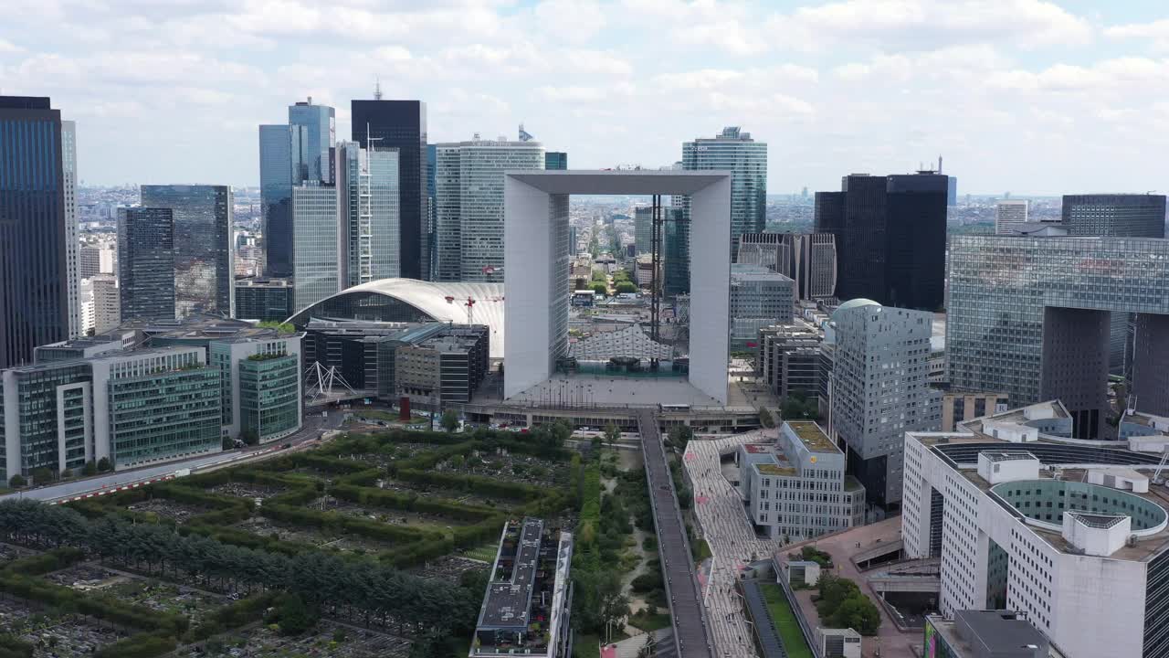 法国，Paris La Défense，无人机鸟瞰图视频素材