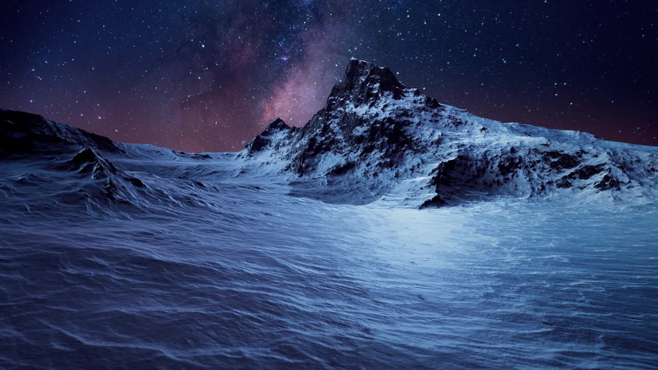 冬季的山峰在夜空的背景上视频下载