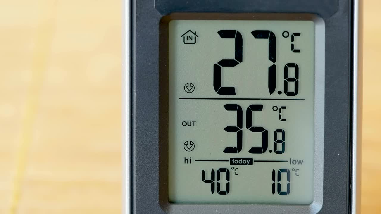 爱沙尼亚的数字温度计显示的房间温度视频下载