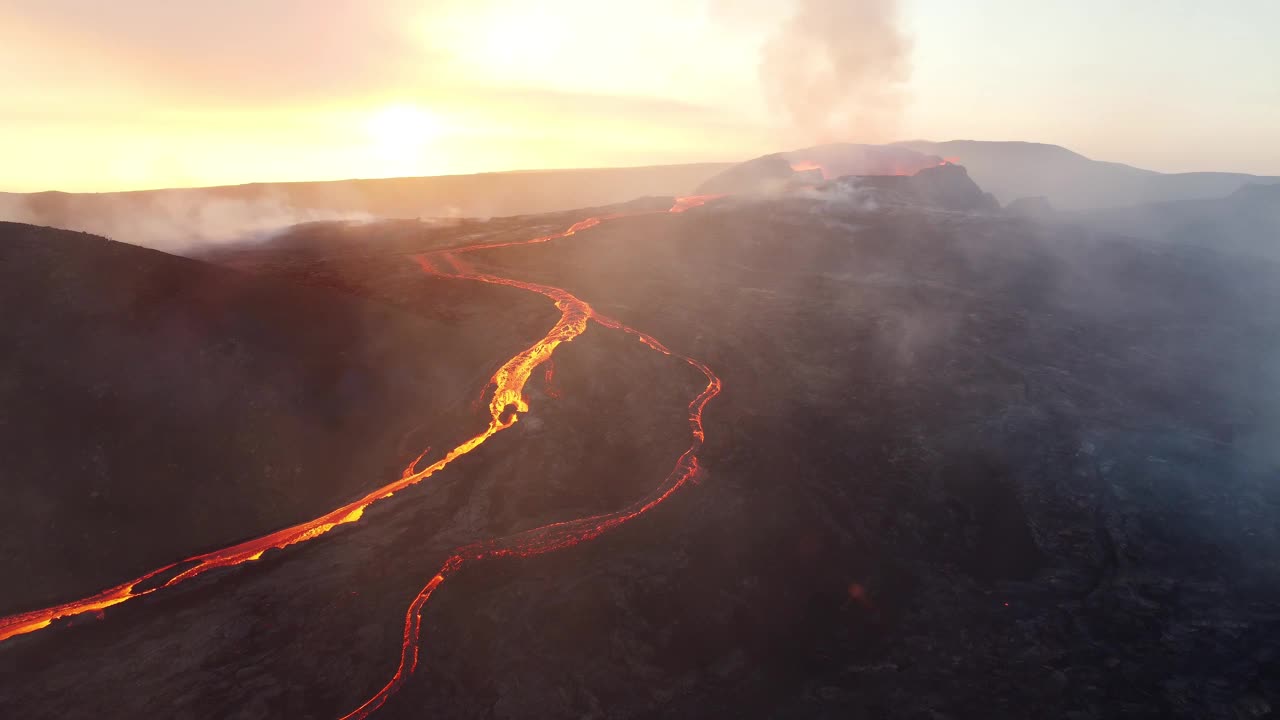 冰岛Fagradalsfjall火山爆发视频下载