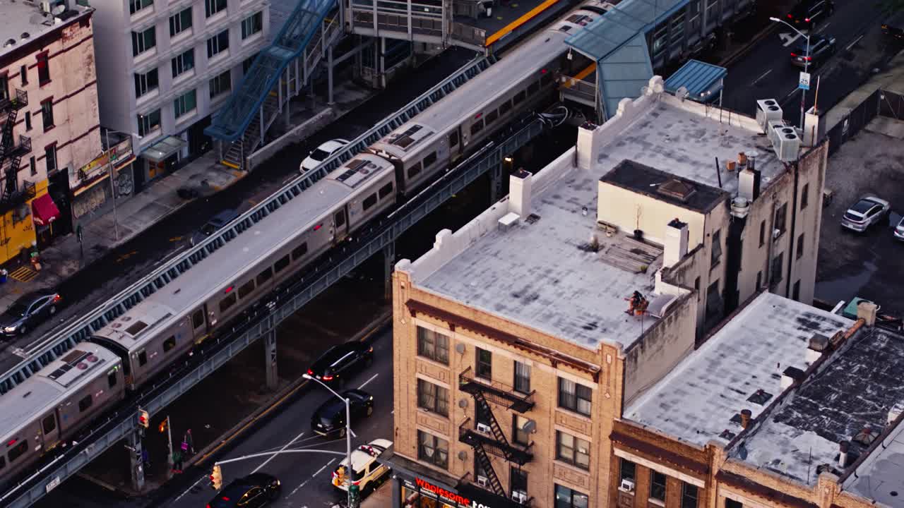 鸟瞰布鲁克林地铁列车视频下载