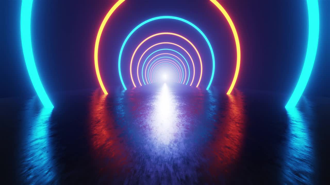 科幻走廊隧道霓虹灯视频素材