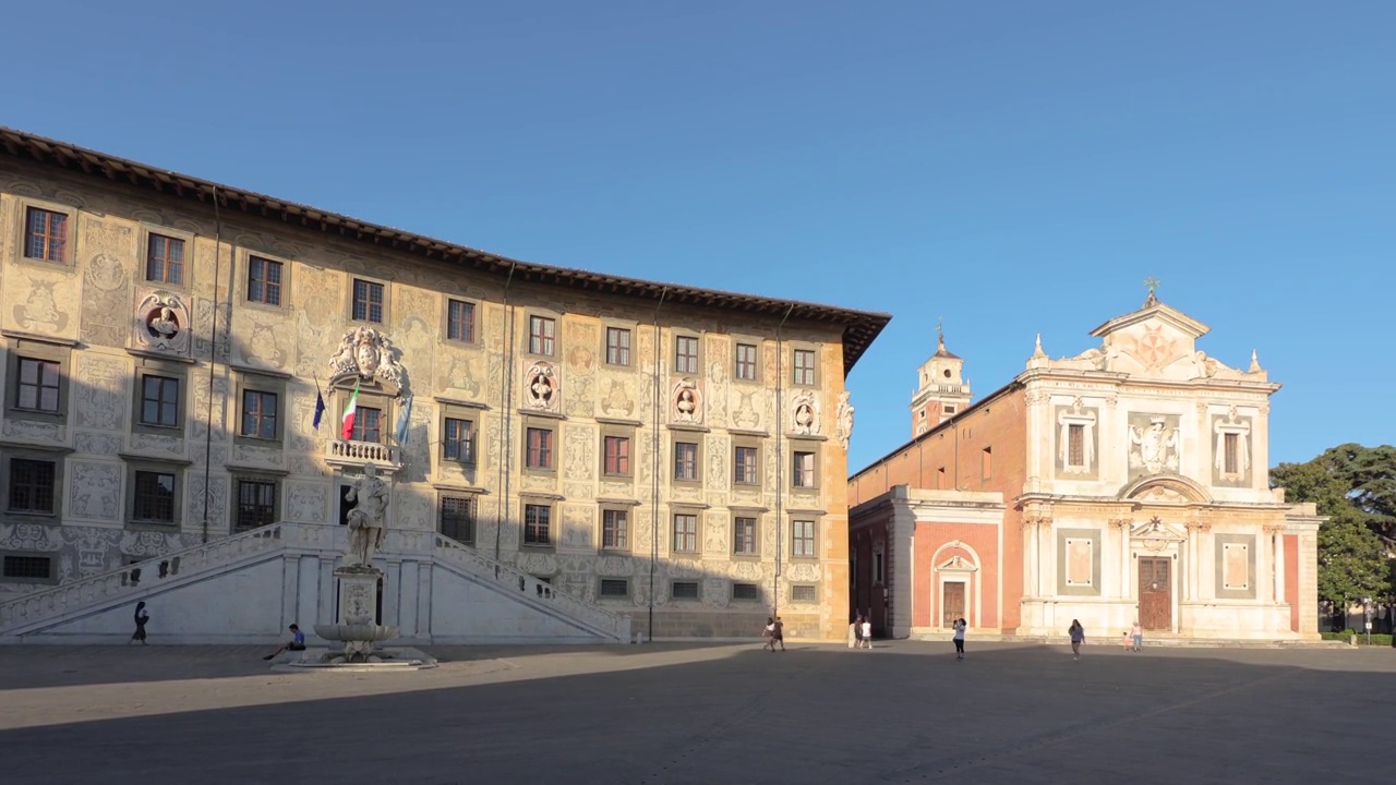 意大利城市广场和教堂在比萨，托斯卡纳视频素材