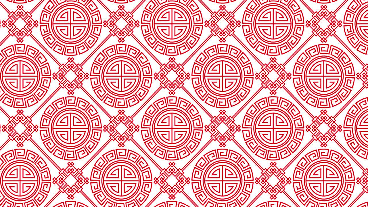 动画传统的日本纹理。东方传统几何红色图案在白色屏幕上。摘要无缝背景为中国新年。4k图形运动循环模式视频下载