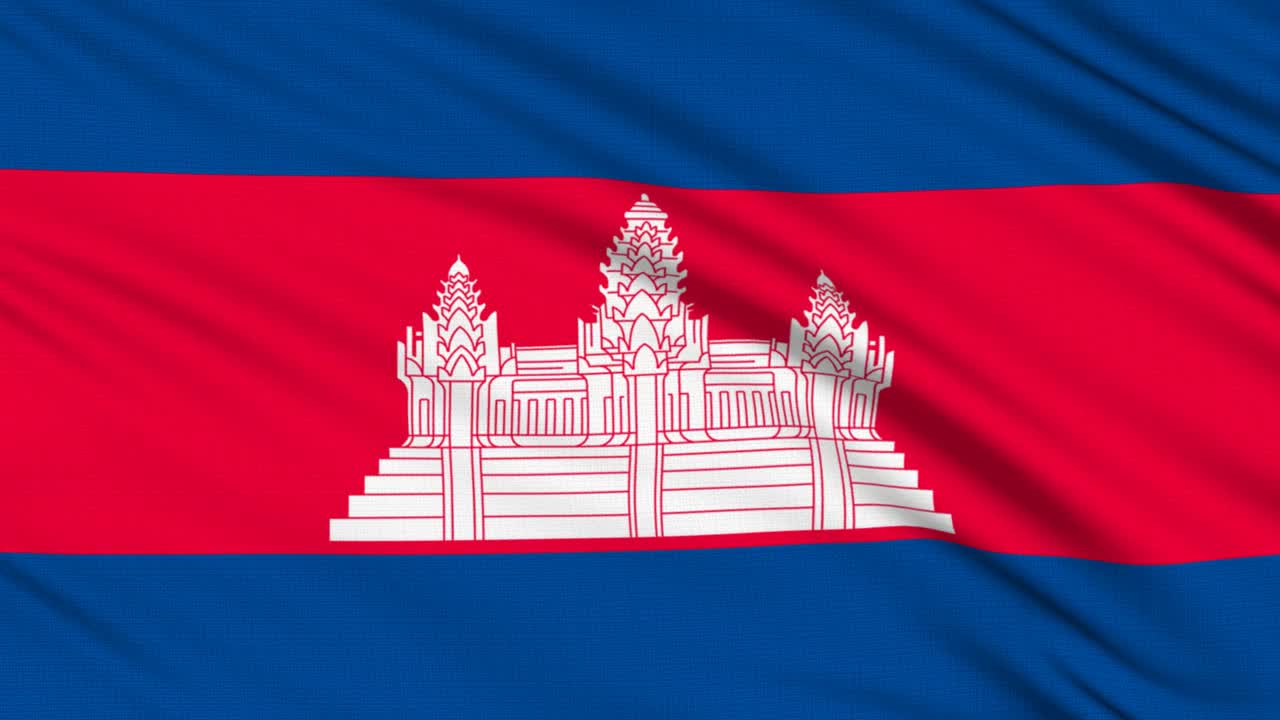 柬埔寨国旗，用真正的织物结构视频下载