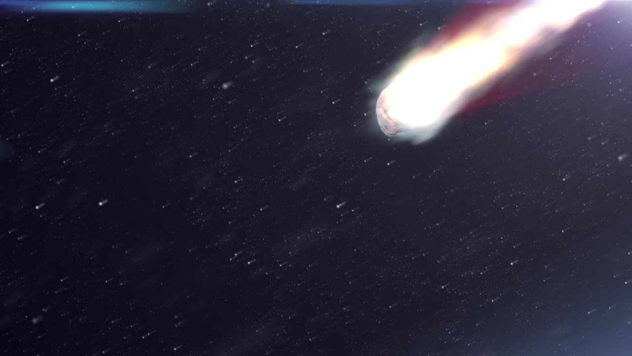 快速燃烧的小行星流星在地球大气层，现实的视觉视频下载