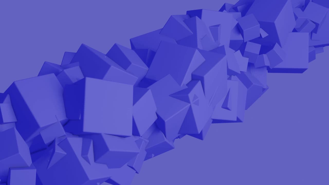 在三维渲染背景中抽象紫罗兰立方体。未来最小运动图形的概念视频素材