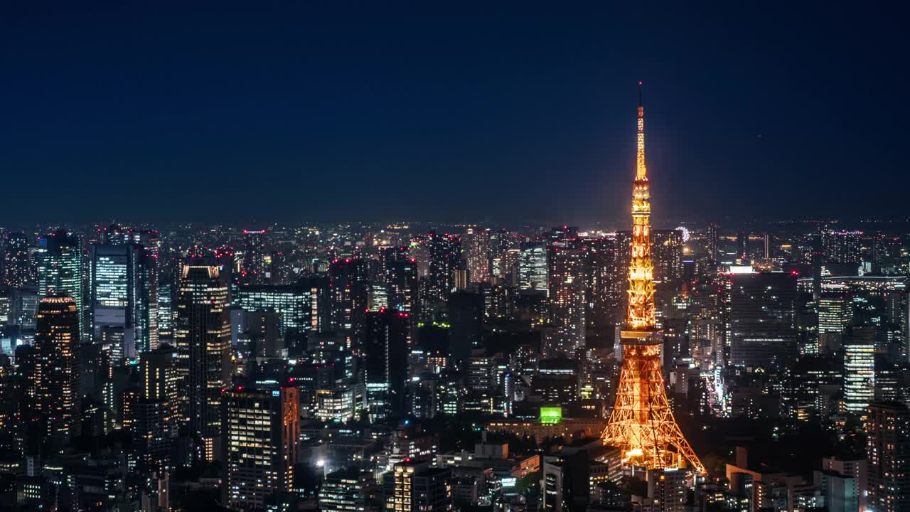 时间流逝东京天际线的夜晚视频素材