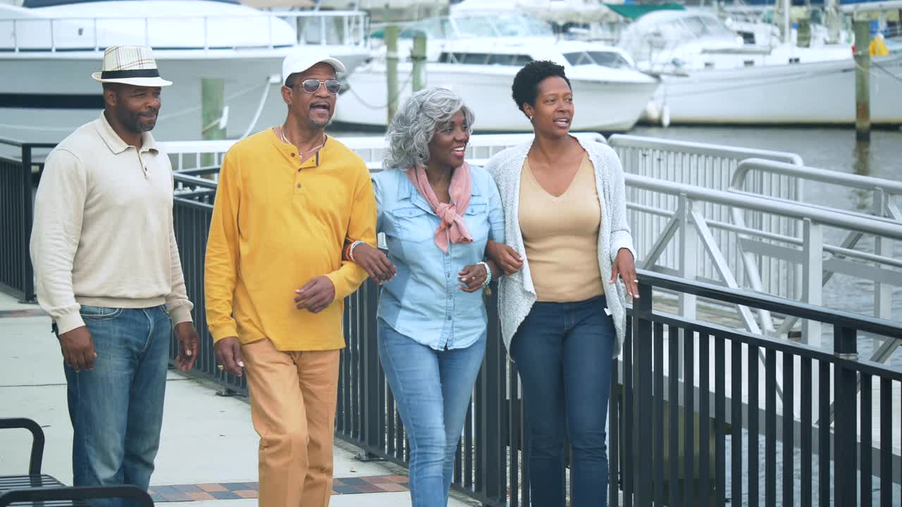 非裔美国家庭在码头边聊天视频下载