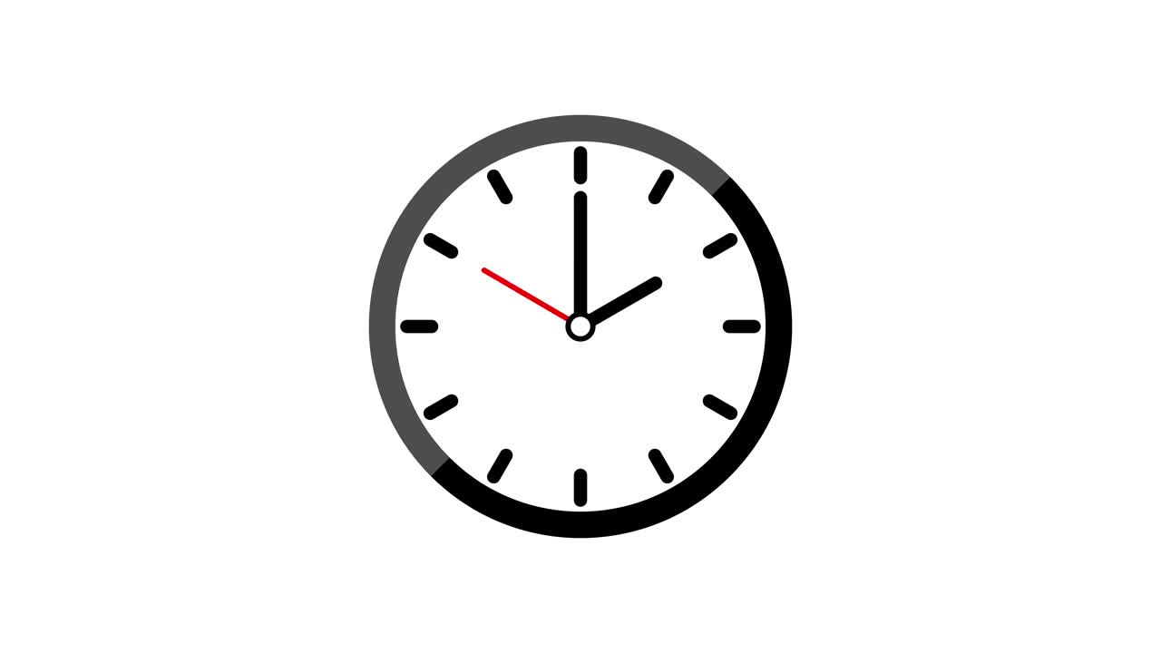循环快速动画的圆形时钟箭头。分针和秒针的转动。24小时间隔拍摄。期限的工作时间视频素材