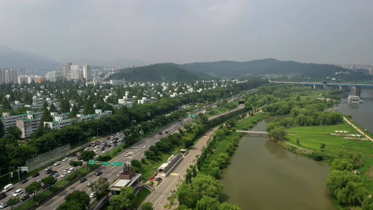 汉江,市区,首尔,韩国视频素材