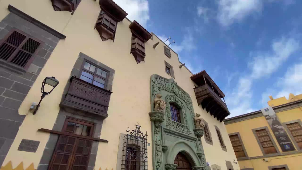 建筑著名的建筑外立面的拉帕尔马市格兰加那利斯晴天历史建筑视频下载