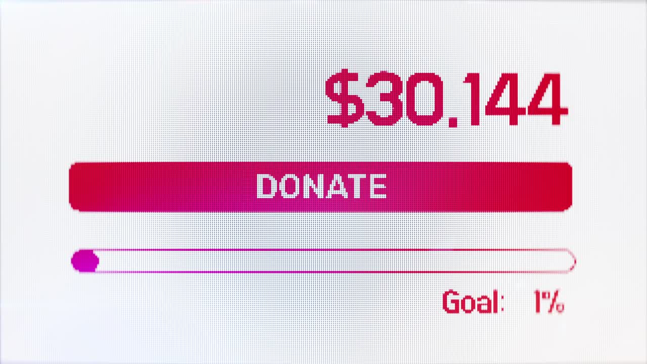 慈善网站有捐赠按钮，捐款总额上升，资金到位视频素材