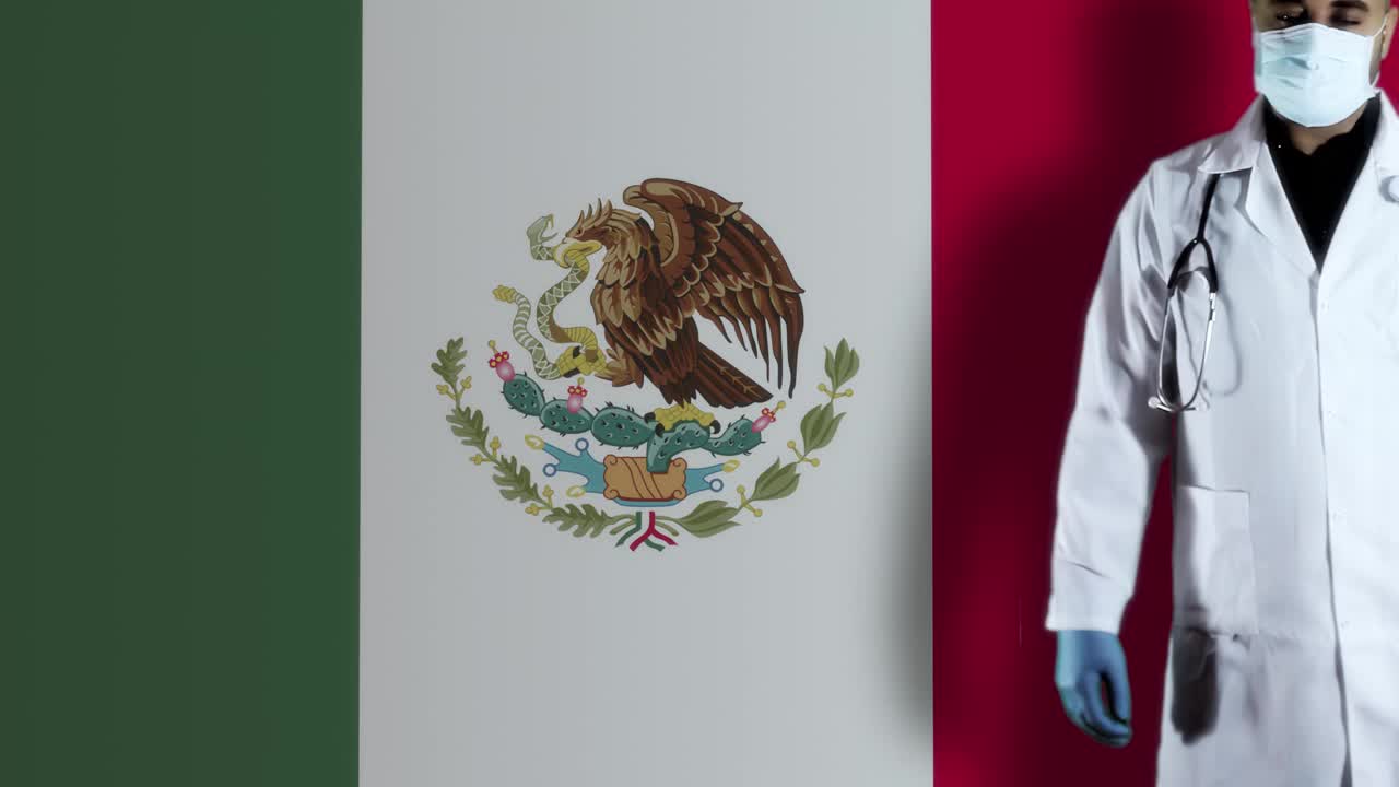 墨西哥安的列斯医生与旗帜视频素材