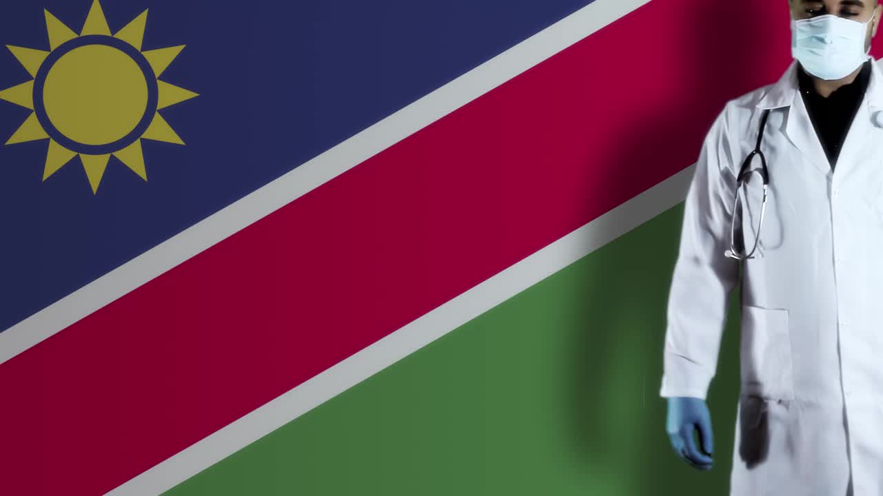 纳米比亚安的列斯医生与国旗视频素材