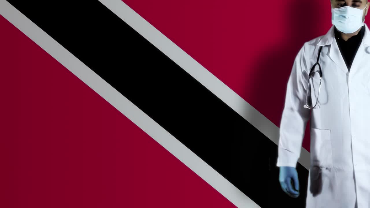 特立尼达和多巴哥医生与旗帜视频素材