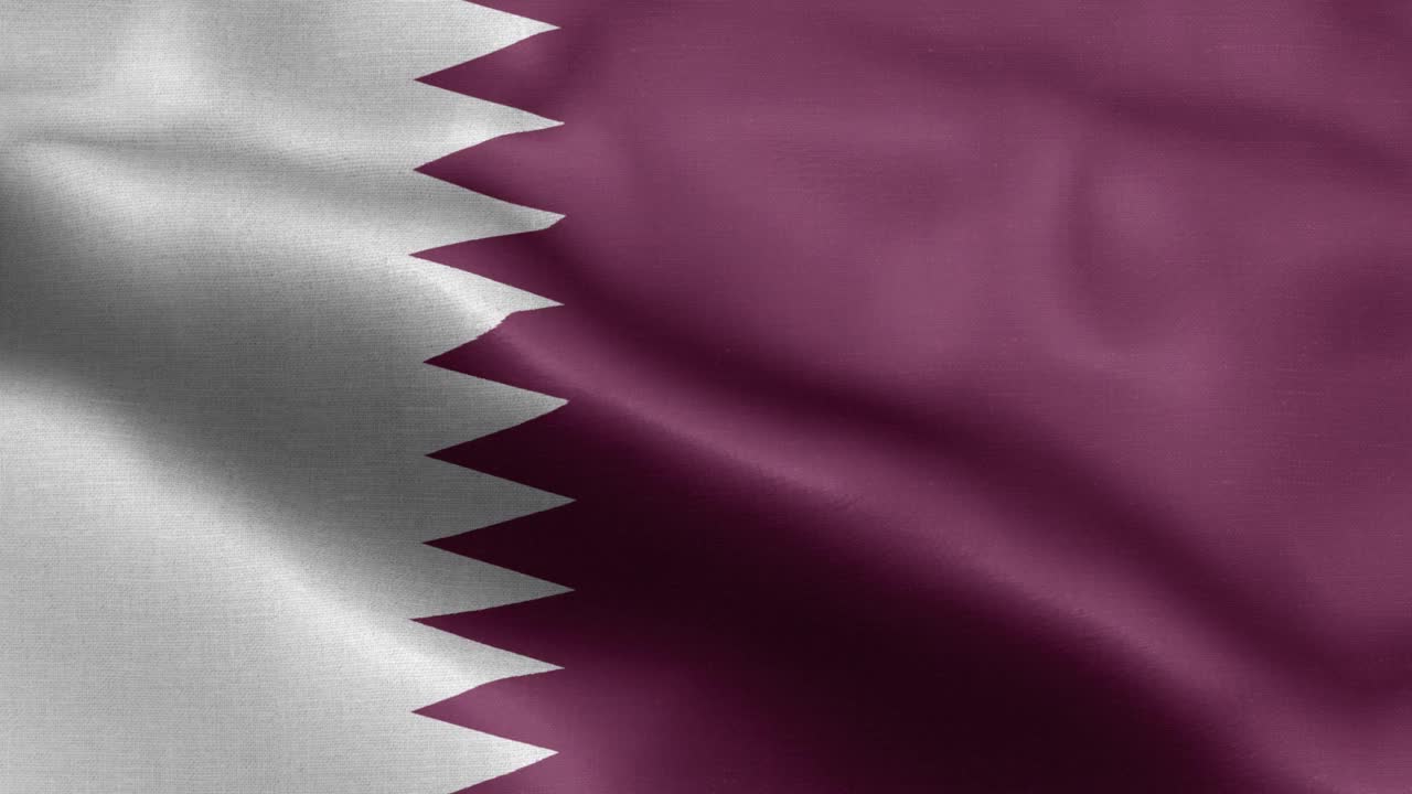 卡塔尔国旗-卡塔尔国旗高细节-国旗卡塔尔波浪图案可循环元素视频素材