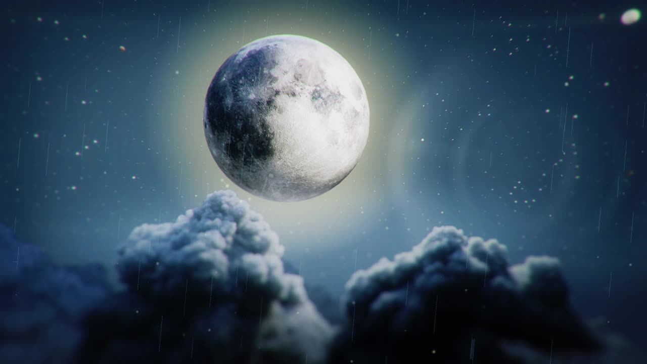 和月亮一起在夜空飞行视频下载
