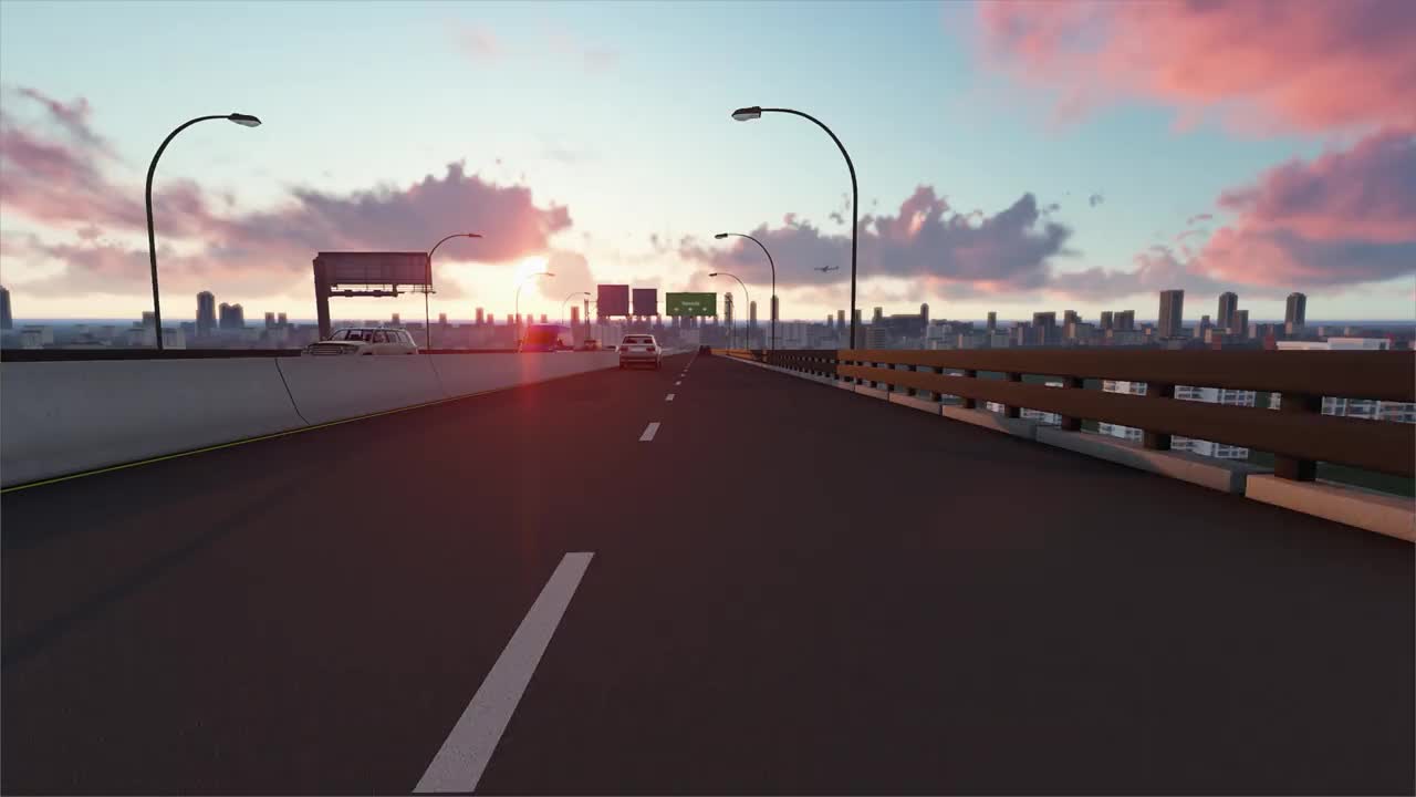 开车到内华达州，高速公路的动画场景。内华达公路标志视频下载