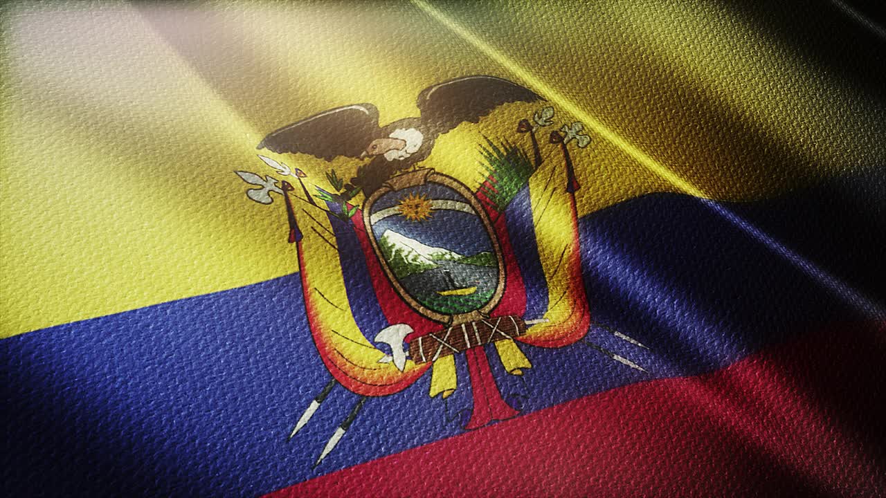 4k厄瓜多尔国旗褶皱风在厄瓜多尔无缝循环背景。视频下载