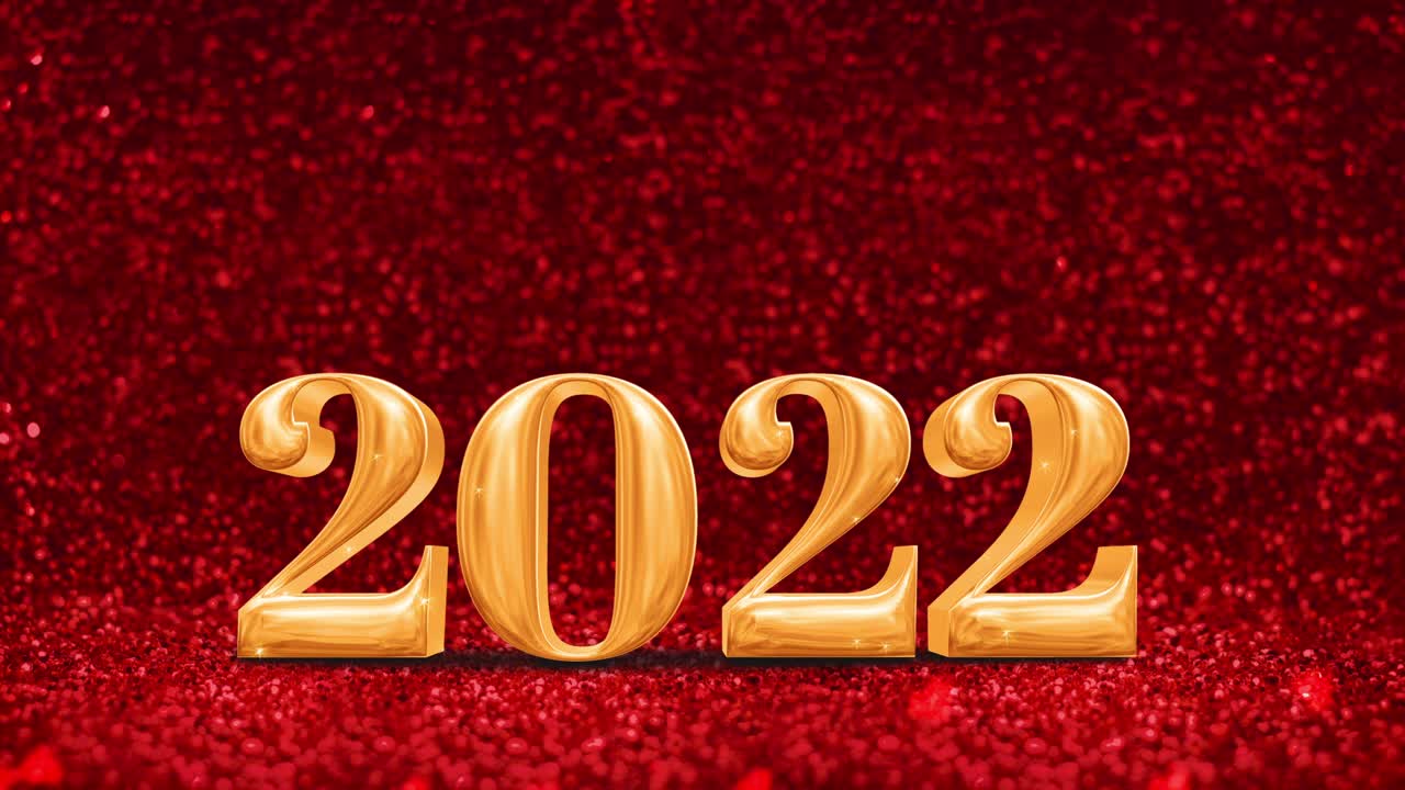 喜迎2022金色亮晶晶亮红色散景墙，节日庆祝理念。中国新年视频素材